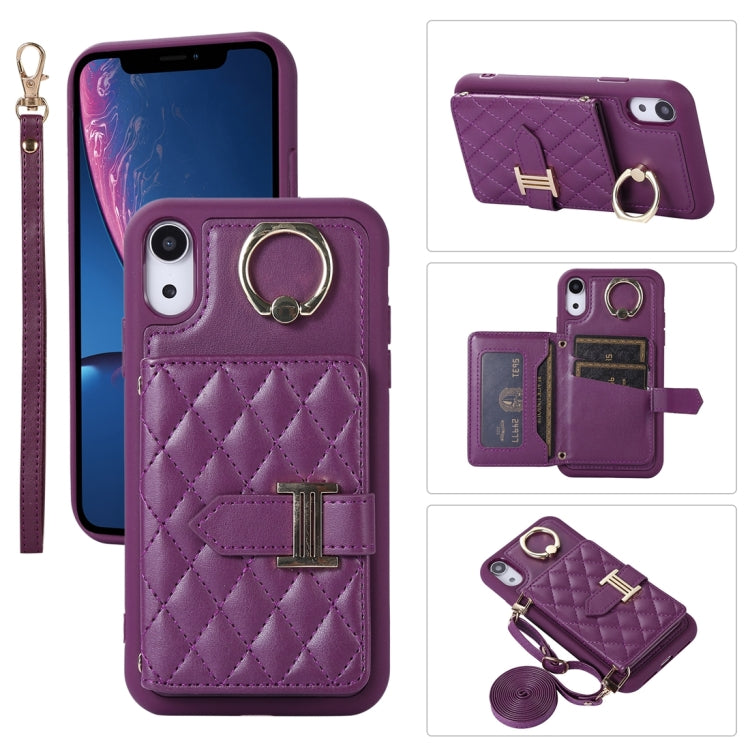 Horizontal Card Bag Ring Holder Phone Case with Dual Lanyard, For iPhone 11 Pro, For iPhone X / XS, For iPhone XR, For iPhone XS Max