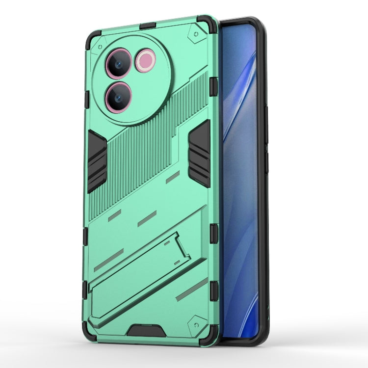 Punk Armor 2 in 1 PC + TPU Phone Case with Holder, For vivo V60 5G Global, For vivo V50 5G Global, For vivo iQOO Z9s Pro 5G India, For vivo iQOO Z9s 5G Global, For vivo V30e 5G Global, For vivo iQOO Z9X 5G