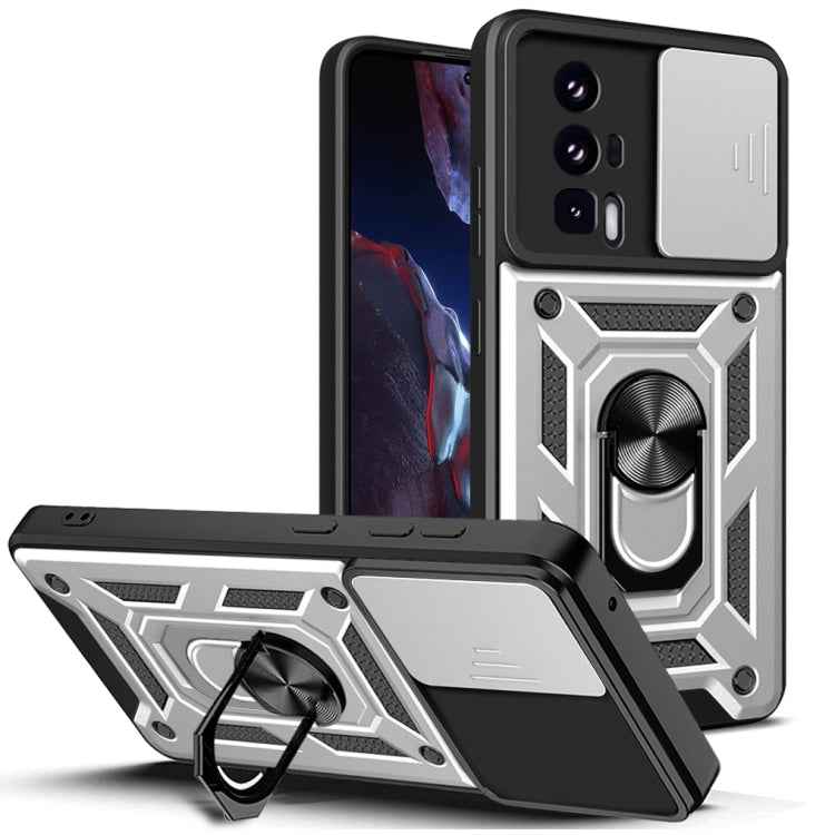 Sliding Camera Cover Design TPU Hybrid PC Phone Case, For Xiaomi Poco F5 Pro
