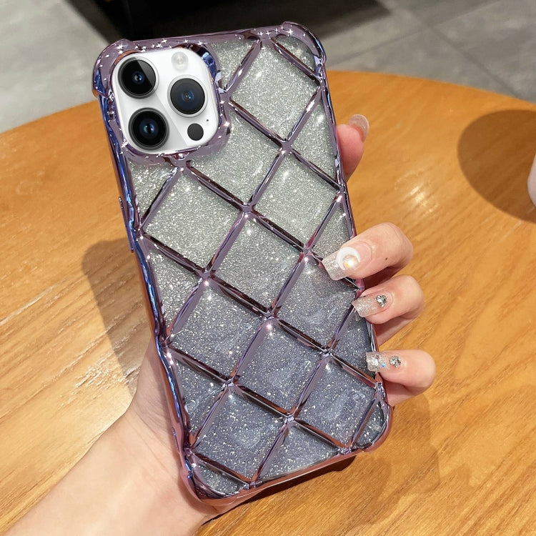 3D Diamond Lattice Laser Engraving Glitter Paper Phone Case, For iPhone 15 Pro Max, For iPhone 14 / 13, For iPhone 14 Pro, For iPhone 15 Pro, For iPhone 14 Pro Max, For iPhone 13 Pro Max, For iPhone 15, For iPhone 13 Pro