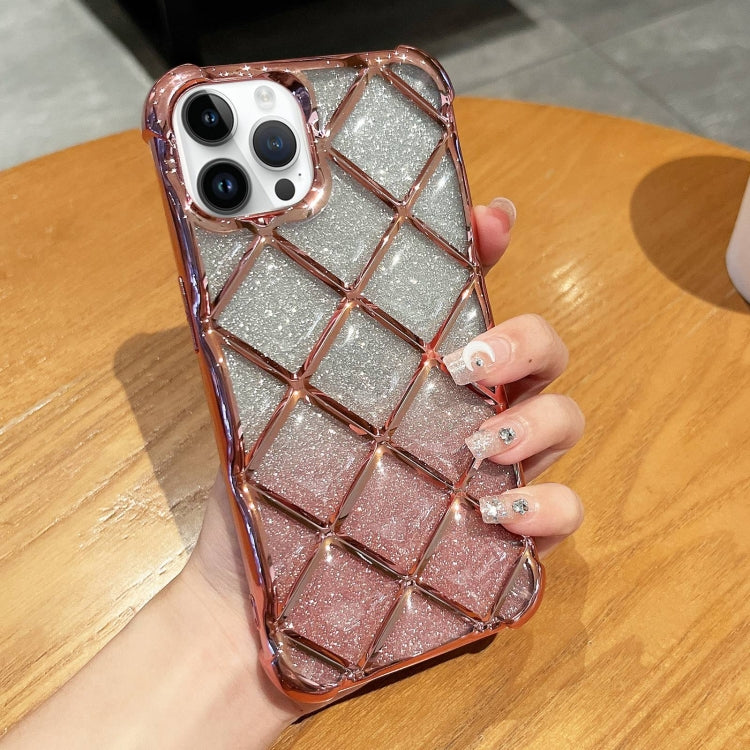3D Diamond Lattice Laser Engraving Glitter Paper Phone Case, For iPhone 15 Pro Max, For iPhone 14 / 13, For iPhone 14 Pro, For iPhone 15 Pro, For iPhone 14 Pro Max, For iPhone 13 Pro Max, For iPhone 15, For iPhone 13 Pro