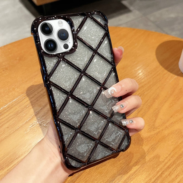 3D Diamond Lattice Laser Engraving Glitter Paper Phone Case