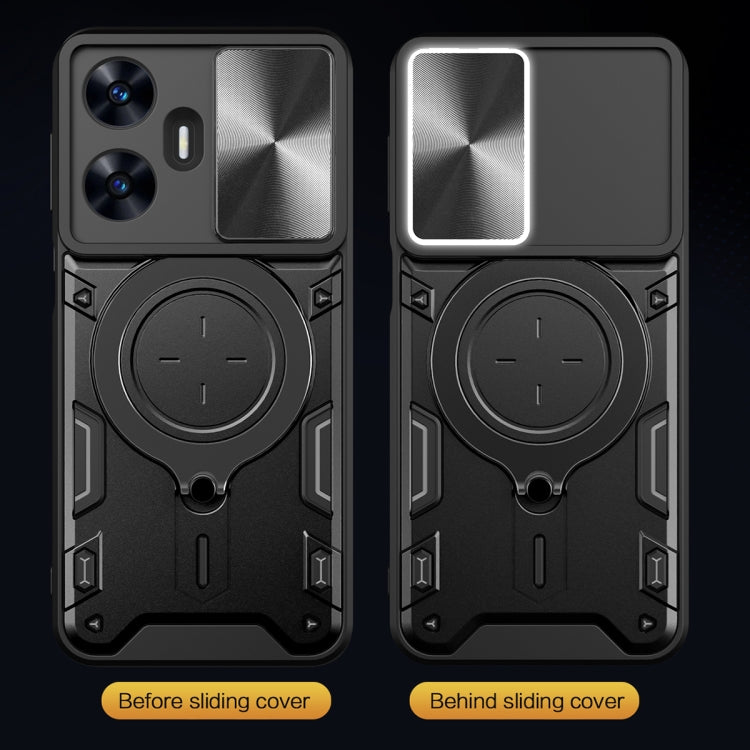 CD Texture Sliding Camshield Magnetic Holder Phone Case, For Realme C55 4G, For Realme GT3 5G, For Realme 10 Pro+ 5G, For Realme C35, For Realme C21 / C20 / C11 2021