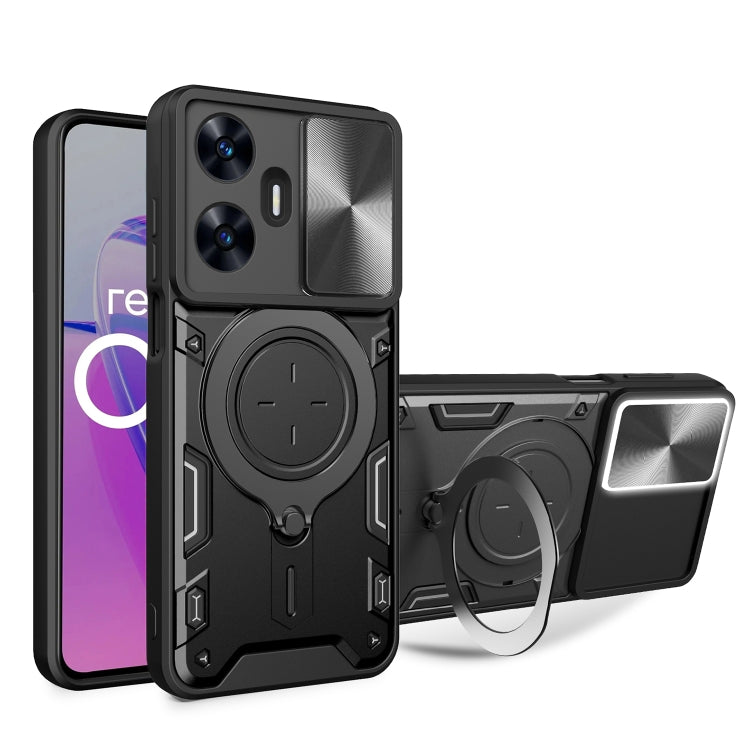 CD Texture Sliding Camshield Magnetic Holder Phone Case, For Realme C55 4G, For Realme GT3 5G, For Realme 10 Pro+ 5G, For Realme C35, For Realme C21 / C20 / C11 2021