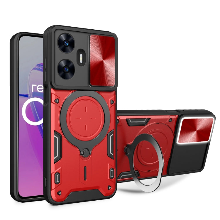 CD Texture Sliding Camshield Magnetic Holder Phone Case, For Realme C55 4G, For Realme GT3 5G, For Realme 10 Pro+ 5G, For Realme C35, For Realme C21 / C20 / C11 2021