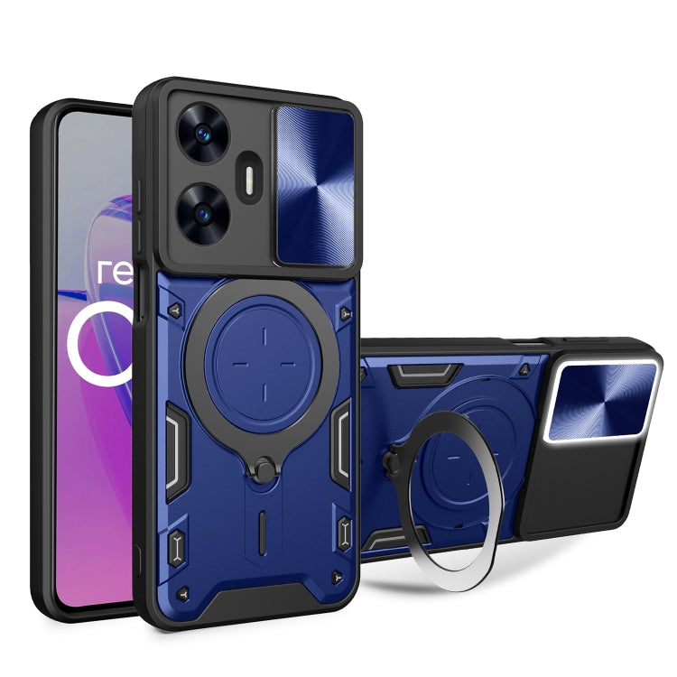 CD Texture Sliding Camshield Magnetic Holder Phone Case, For Realme C55 4G, For Realme GT3 5G, For Realme 10 Pro+ 5G, For Realme C35, For Realme C21 / C20 / C11 2021