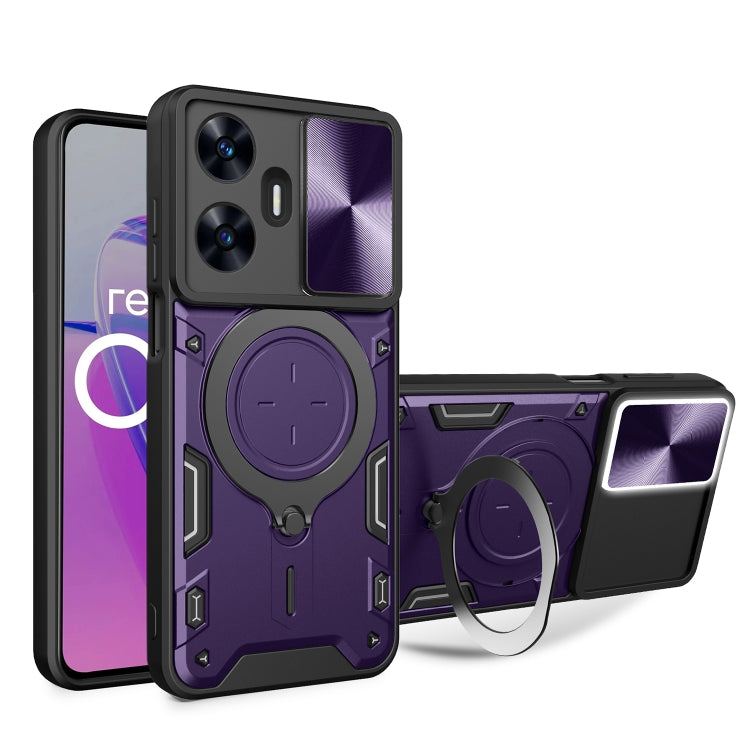 CD Texture Sliding Camshield Magnetic Holder Phone Case, For Realme C55 4G, For Realme GT3 5G, For Realme 10 Pro+ 5G, For Realme C35, For Realme C21 / C20 / C11 2021