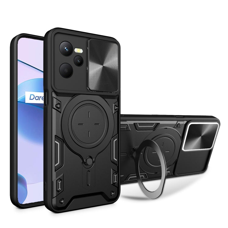 CD Texture Sliding Camshield Magnetic Holder Phone Case, For Realme C55 4G, For Realme GT3 5G, For Realme 10 Pro+ 5G, For Realme C35, For Realme C21 / C20 / C11 2021