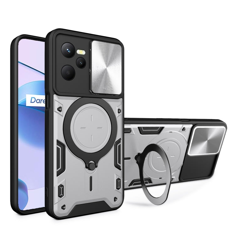 CD Texture Sliding Camshield Magnetic Holder Phone Case, For Realme C55 4G, For Realme GT3 5G, For Realme 10 Pro+ 5G, For Realme C35, For Realme C21 / C20 / C11 2021