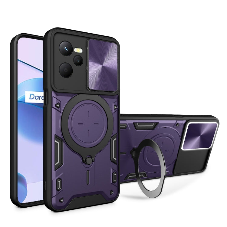 CD Texture Sliding Camshield Magnetic Holder Phone Case, For Realme C55 4G, For Realme GT3 5G, For Realme 10 Pro+ 5G, For Realme C35, For Realme C21 / C20 / C11 2021