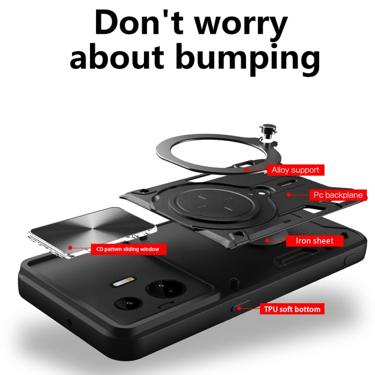 CD Texture Sliding Camshield Magnetic Holder Phone Case, For Realme GT3 5G, For Realme 10 Pro+ 5G, For Realme C35, For Realme C21 / C20 / C11 2021