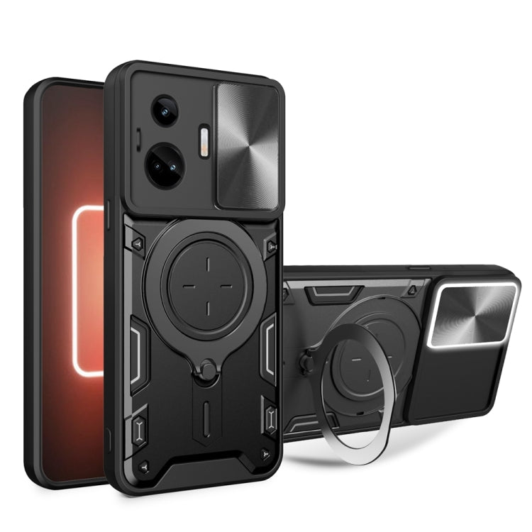 CD Texture Sliding Camshield Magnetic Holder Phone Case, For Realme GT3 5G, For Realme 10 Pro+ 5G, For Realme C35, For Realme C21 / C20 / C11 2021
