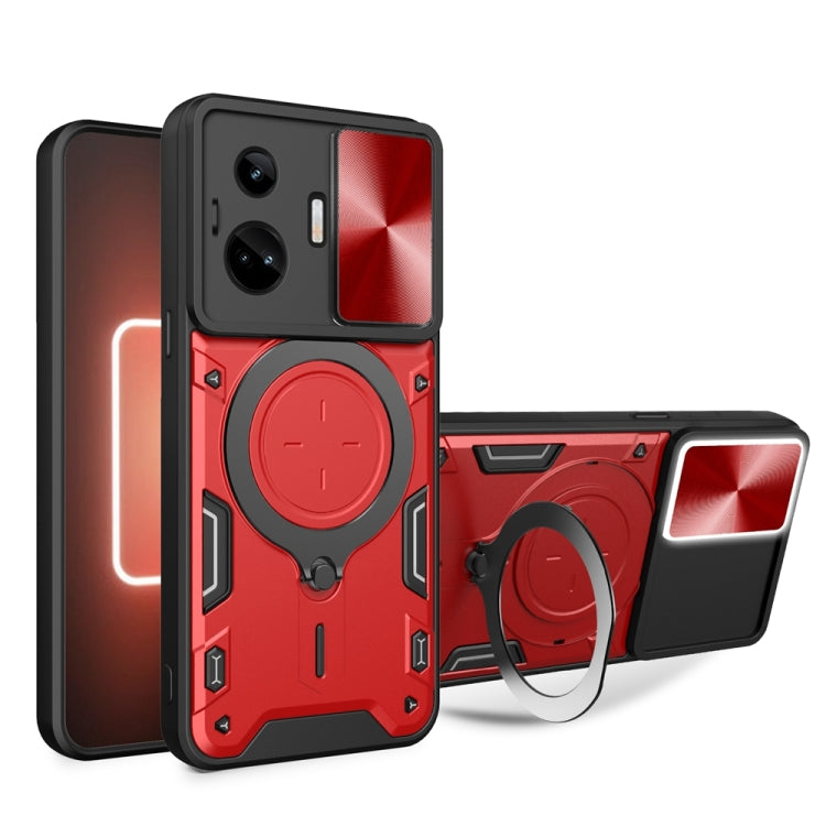 CD Texture Sliding Camshield Magnetic Holder Phone Case, For Realme C55 4G, For Realme GT3 5G, For Realme 10 Pro+ 5G, For Realme C35, For Realme C21 / C20 / C11 2021