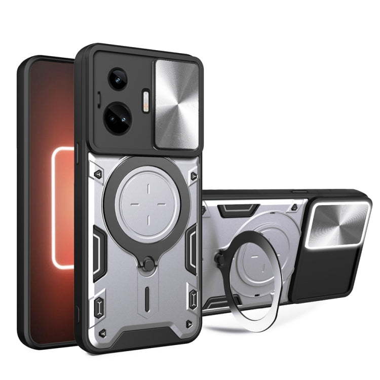 CD Texture Sliding Camshield Magnetic Holder Phone Case, For Realme C55 4G, For Realme GT3 5G, For Realme 10 Pro+ 5G, For Realme C35, For Realme C21 / C20 / C11 2021