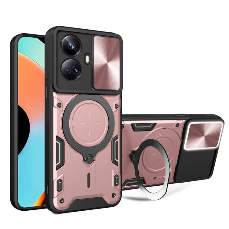 CD Texture Sliding Camshield Magnetic Holder Phone Case, For Realme C55 4G, For Realme GT3 5G, For Realme 10 Pro+ 5G, For Realme C35, For Realme C21 / C20 / C11 2021