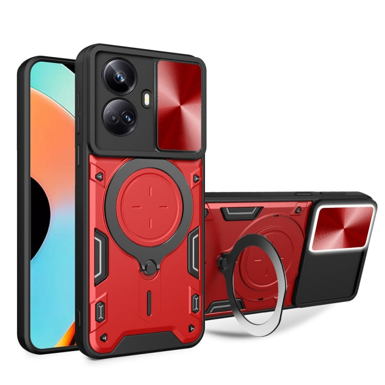 CD Texture Sliding Camshield Magnetic Holder Phone Case, For Realme C55 4G, For Realme GT3 5G, For Realme 10 Pro+ 5G, For Realme C35, For Realme C21 / C20 / C11 2021
