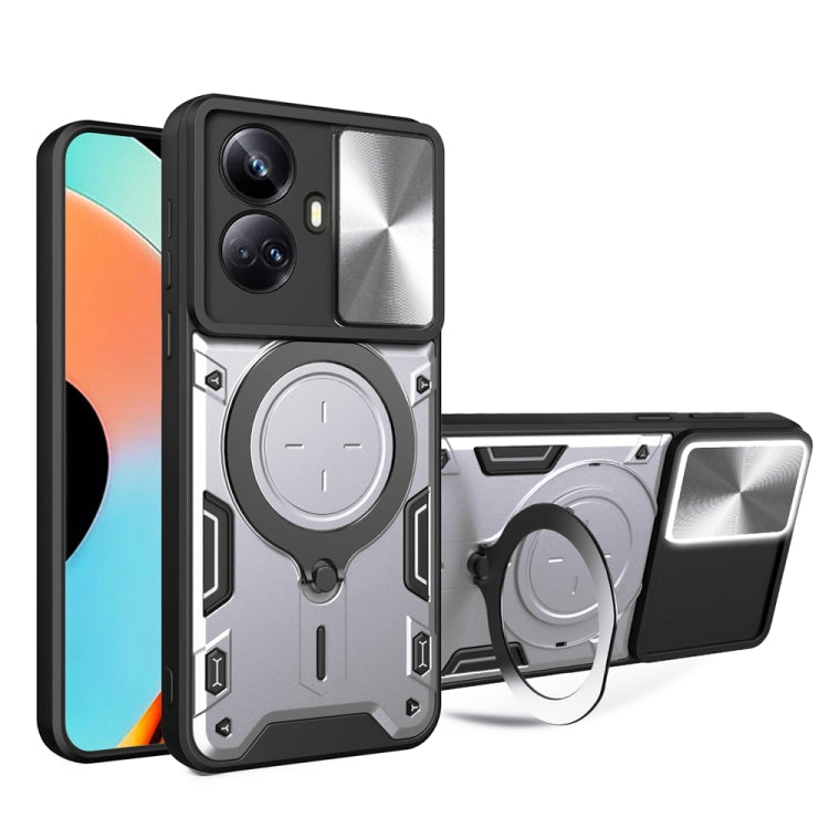 CD Texture Sliding Camshield Magnetic Holder Phone Case, For Realme C55 4G, For Realme GT3 5G, For Realme 10 Pro+ 5G, For Realme C35, For Realme C21 / C20 / C11 2021