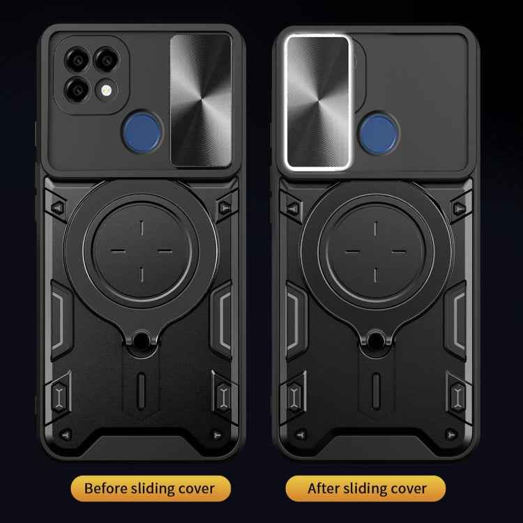CD Texture Sliding Camshield Magnetic Holder Phone Case, For Realme C21 / C20 / C11 2021