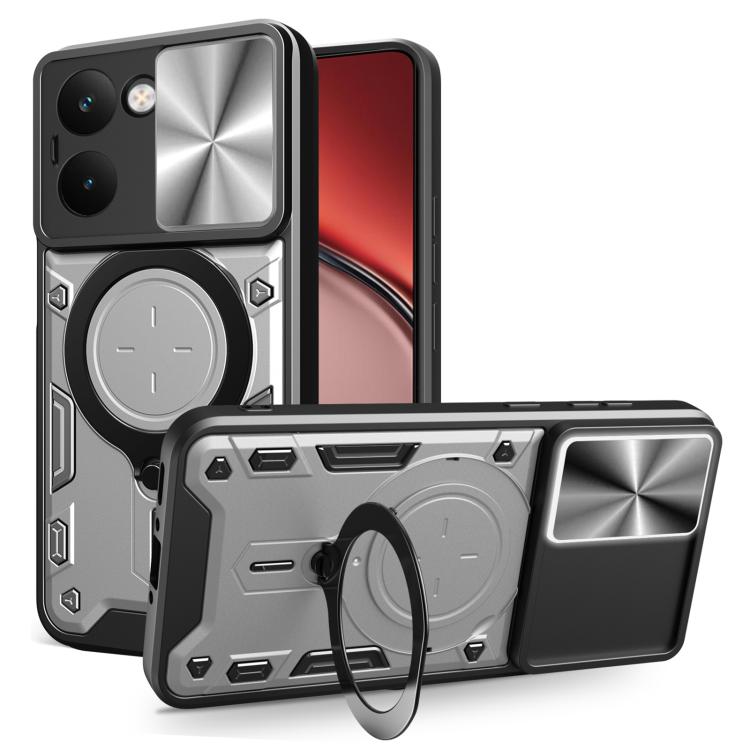 CD Texture Sliding Camshield Magnetic Holder Phone Case, For Realme P4 Power 5G, For Realme 16 Pro / 16 Pro+ 5G, For Realme P3 5G / 14 5G Global, For Realme P3 Ultra 5G India, For Realme 14 Pro+ 5G, For Realme C75 4G / 14x 5G Global                    ...
