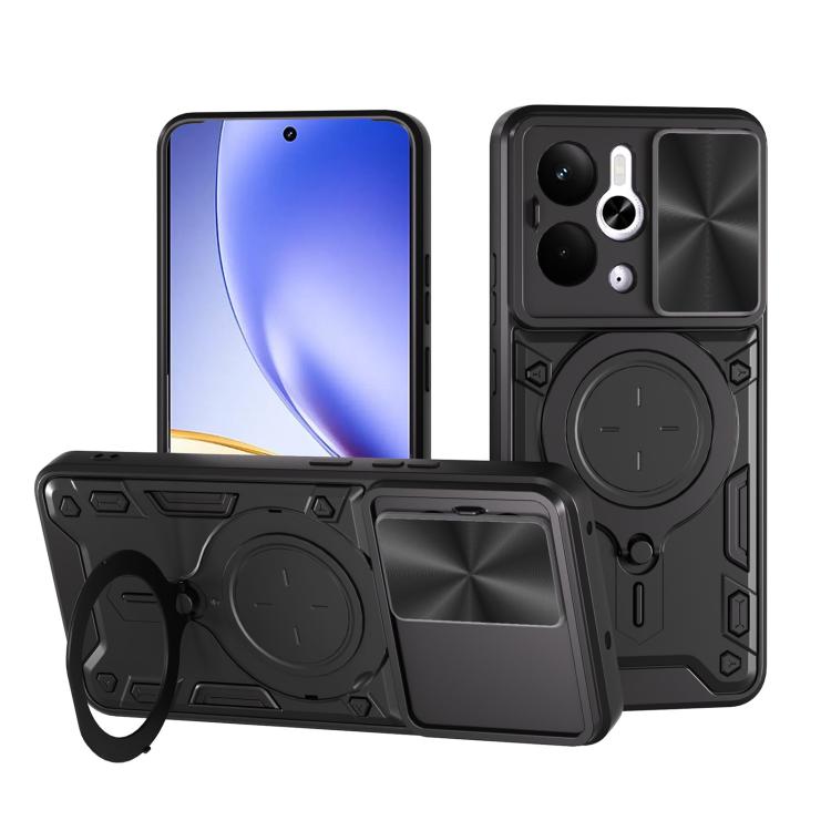 CD Texture Sliding Camshield Magnetic Holder Phone Case, For Realme P4 Power 5G, For Realme 16 Pro / 16 Pro+ 5G, For Realme 15x 5G, For Realme P3 5G / 14 5G Global, For Realme P3 Ultra 5G India, For Realme 14 Pro+ 5G, For Realme C75 4G / 14x 5G Global ...