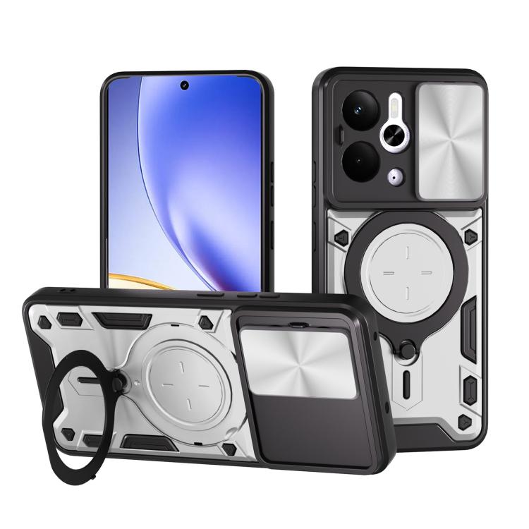 CD Texture Sliding Camshield Magnetic Holder Phone Case, For Realme P4 Power 5G, For Realme 16 Pro / 16 Pro+ 5G, For Realme 15x 5G, For Realme P3 5G / 14 5G Global, For Realme P3 Ultra 5G India, For Realme 14 Pro+ 5G, For Realme C75 4G / 14x 5G Global ...