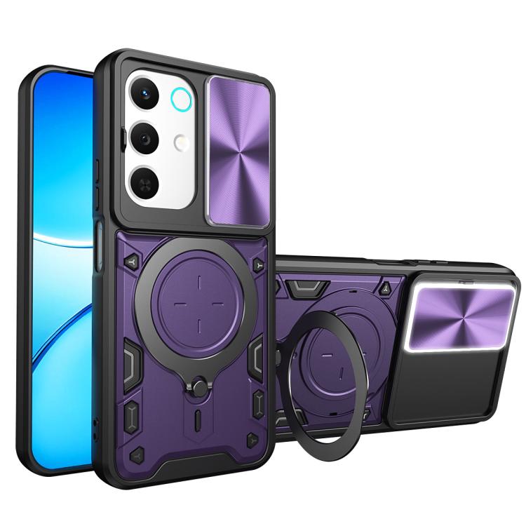 CD Texture Sliding Camshield Magnetic Holder Phone Case, For Realme P4 Power 5G, For Realme 16 Pro / 16 Pro+ 5G, For Realme 15x 5G, For Realme P3 5G / 14 5G Global, For Realme P3 Ultra 5G India, For Realme 14 Pro+ 5G, For Realme C75 4G / 14x 5G Global ...