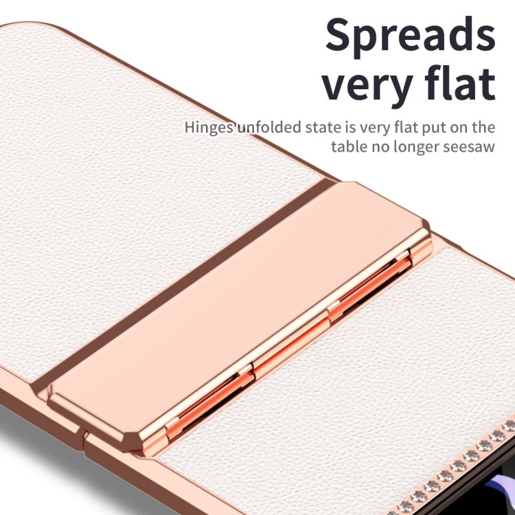 Plated Plain Leather Folding Phone Case with Hinge