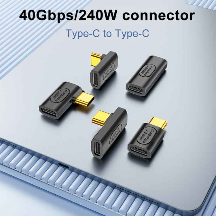 40Gbps 240W USB-C / Type-C Female to USB-C / Type-C Male Side Bend Adapter, Side Bend Adapter
