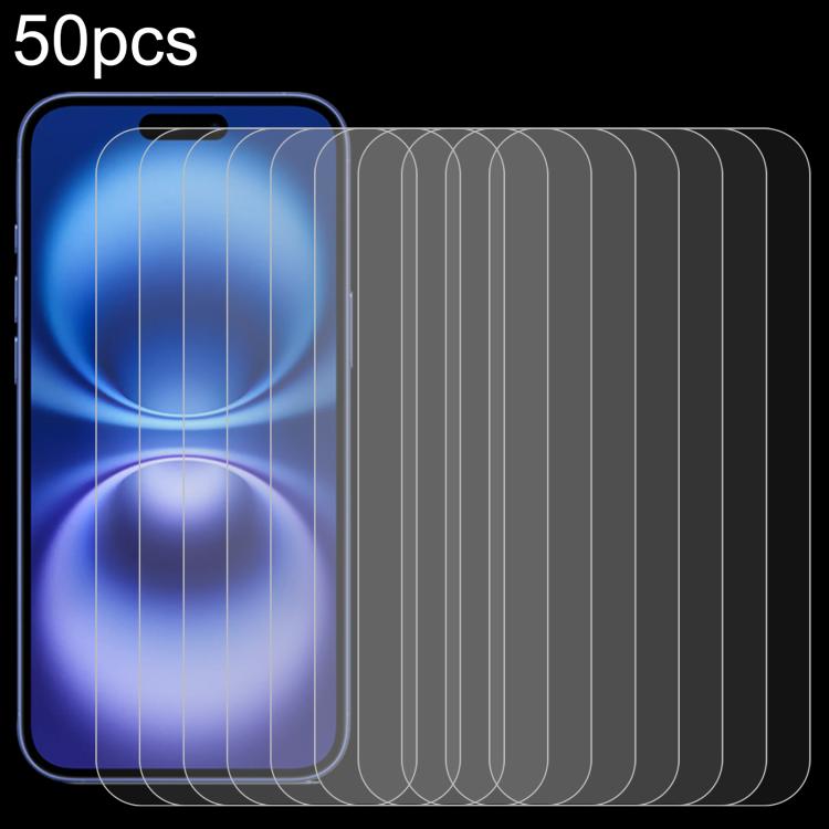 50pcs 0.26mm 9H 2.5D High Aluminum Tempered Glass Film, For iPhone 18 Pro / 17 Pro / 17, For iPhone 18 Pro Max / 17 Pro Max, For iPhone Air, For iPhone 16 Pro Max, For iPhone 16 Pro, For iPhone 16 Plus, For iPhone 16, For iPhone 15 Plus / 15 Pro Max   ...