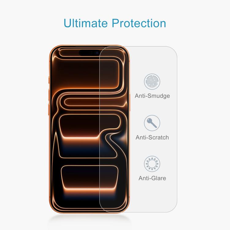 50pcs 0.26mm 9H 2.5D High Aluminum Tempered Glass Film, For iPhone 17 Pro Max, For iPhone 17 Pro / 17, For iPhone Air, For iPhone 16 Pro Max, For iPhone 16 Pro, For iPhone 16 Plus, For iPhone 16, For iPhone 15 Plus / 15 Pro Max, For iPhone 15 / 15 Pro