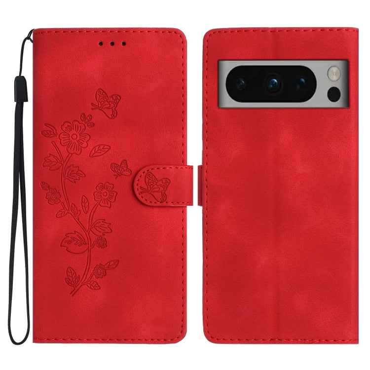 Flower Butterfly Embossing Pattern Leather Phone Case, For Google Pixel 9a, For Google Pixel 8 Pro, For Google Pixel 8, For Google Pixel 7a, For Google Pixel 7 Pro, For Google Pixel 7, For Google Pixel 6a, For Google Pixel 6 Pro