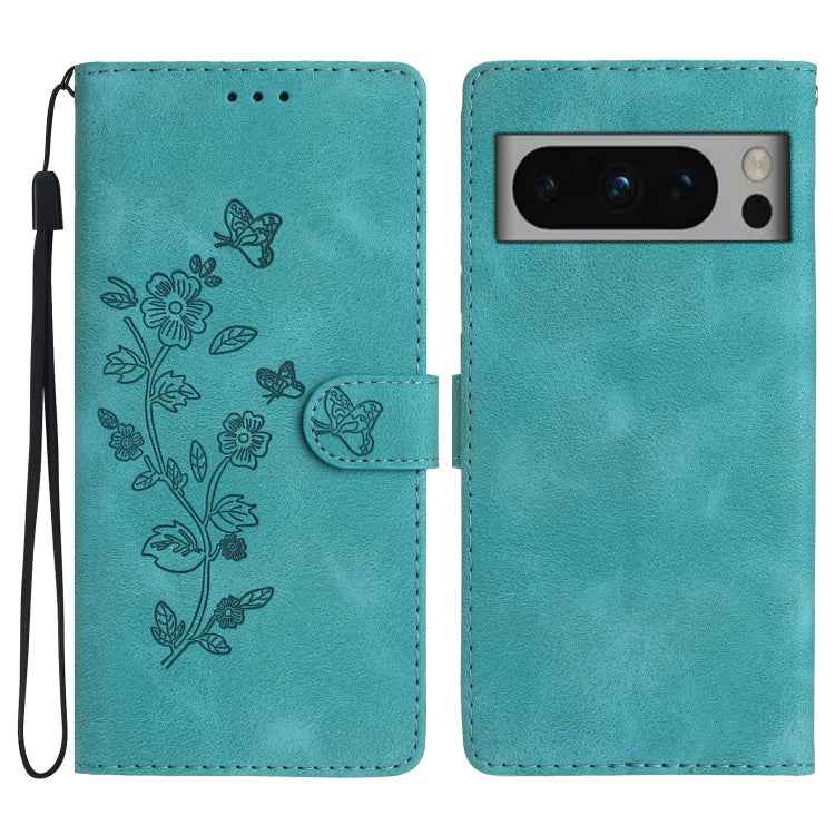 Flower Butterfly Embossing Pattern Leather Phone Case, For Google Pixel 9a, For Google Pixel 8 Pro, For Google Pixel 8, For Google Pixel 7a, For Google Pixel 7 Pro, For Google Pixel 7, For Google Pixel 6a, For Google Pixel 6 Pro