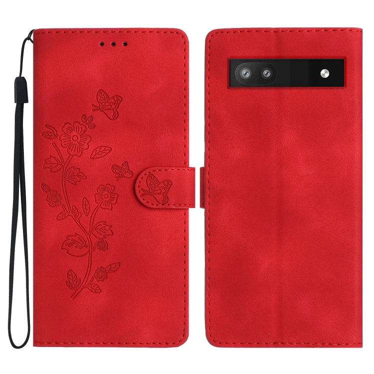 Flower Butterfly Embossing Pattern Leather Phone Case, For Google Pixel 9a, For Google Pixel 8 Pro, For Google Pixel 8, For Google Pixel 7a, For Google Pixel 7 Pro, For Google Pixel 7, For Google Pixel 6a, For Google Pixel 6 Pro