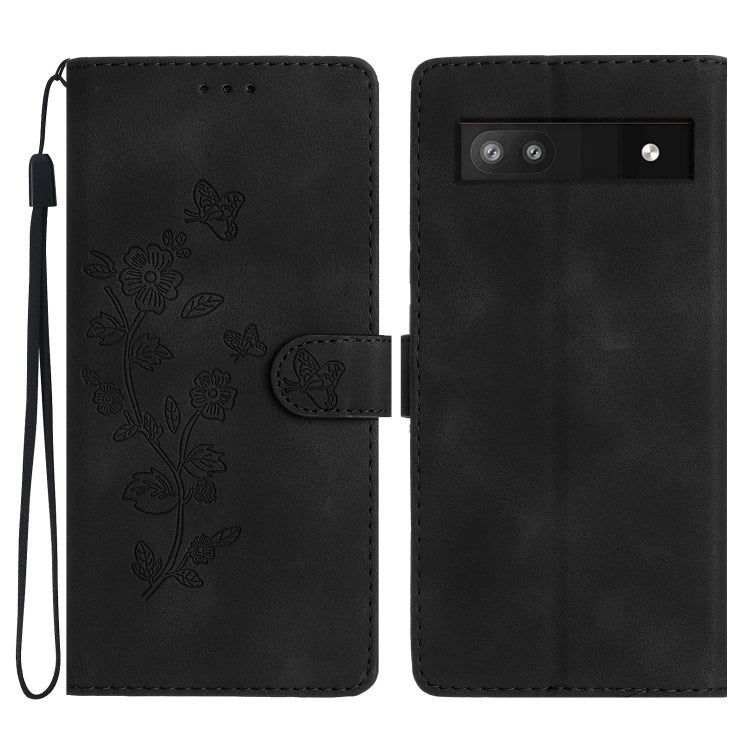 Flower Butterfly Embossing Pattern Leather Phone Case, For Google Pixel 9a, For Google Pixel 8 Pro, For Google Pixel 8, For Google Pixel 7a, For Google Pixel 7 Pro, For Google Pixel 7, For Google Pixel 6a, For Google Pixel 6 Pro