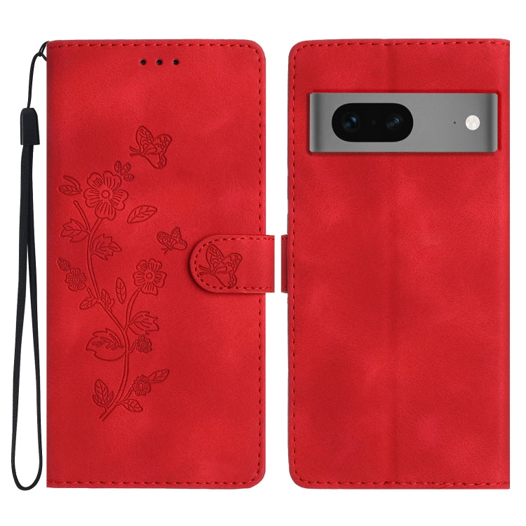 Flower Butterfly Embossing Pattern Leather Phone Case, For Google Pixel 9a, For Google Pixel 8 Pro, For Google Pixel 8, For Google Pixel 7a, For Google Pixel 7 Pro, For Google Pixel 7, For Google Pixel 6a, For Google Pixel 6 Pro