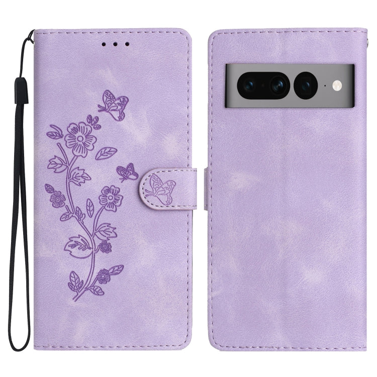 Flower Butterfly Embossing Pattern Leather Phone Case, For Google Pixel 9a, For Google Pixel 8 Pro, For Google Pixel 8, For Google Pixel 7a, For Google Pixel 7 Pro, For Google Pixel 7, For Google Pixel 6a, For Google Pixel 6 Pro