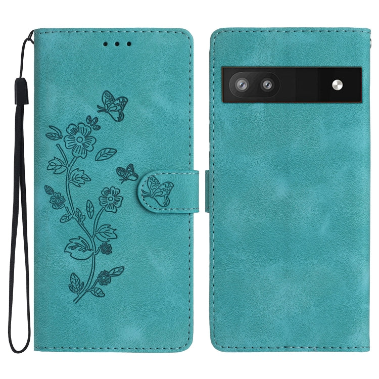 Flower Butterfly Embossing Pattern Leather Phone Case, For Google Pixel 9a, For Google Pixel 8 Pro, For Google Pixel 8, For Google Pixel 7a, For Google Pixel 7 Pro, For Google Pixel 7, For Google Pixel 6a, For Google Pixel 6 Pro