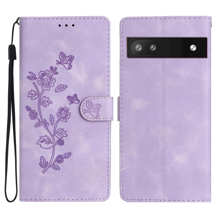 Flower Butterfly Embossing Pattern Leather Phone Case, For Google Pixel 9a, For Google Pixel 8 Pro, For Google Pixel 8, For Google Pixel 7a, For Google Pixel 7 Pro, For Google Pixel 7, For Google Pixel 6a, For Google Pixel 6 Pro