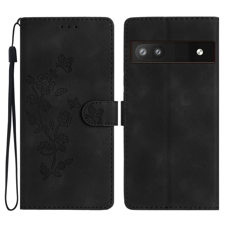 Flower Butterfly Embossing Pattern Leather Phone Case, For Google Pixel 9a, For Google Pixel 8 Pro, For Google Pixel 8, For Google Pixel 7a, For Google Pixel 7 Pro, For Google Pixel 7, For Google Pixel 6a, For Google Pixel 6 Pro