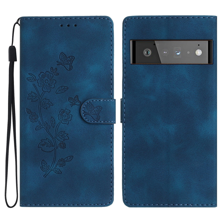 Flower Butterfly Embossing Pattern Leather Phone Case, For Google Pixel 9a, For Google Pixel 8 Pro, For Google Pixel 8, For Google Pixel 7a, For Google Pixel 7 Pro, For Google Pixel 7, For Google Pixel 6a, For Google Pixel 6 Pro