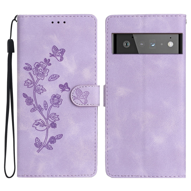 Flower Butterfly Embossing Pattern Leather Phone Case, For Google Pixel 9a, For Google Pixel 8 Pro, For Google Pixel 8, For Google Pixel 7a, For Google Pixel 7 Pro, For Google Pixel 7, For Google Pixel 6a, For Google Pixel 6 Pro
