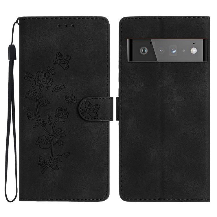 Flower Butterfly Embossing Pattern Leather Phone Case, For Google Pixel 9a, For Google Pixel 8 Pro, For Google Pixel 8, For Google Pixel 7a, For Google Pixel 7 Pro, For Google Pixel 7, For Google Pixel 6a, For Google Pixel 6 Pro