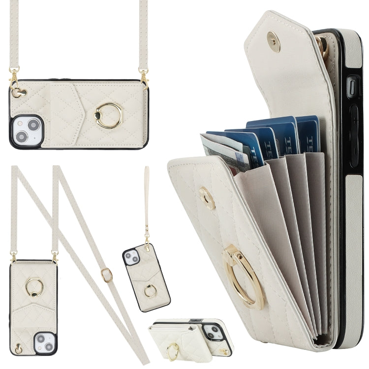 Rhombic Texture Card Bag Phone Case with Long Lanyard, For iPhone 15 Pro, For iPhone 15 Plus, For iPhone 15, For iPhone 14 Plus, For iPhone 14, For iPhone 14 Pro