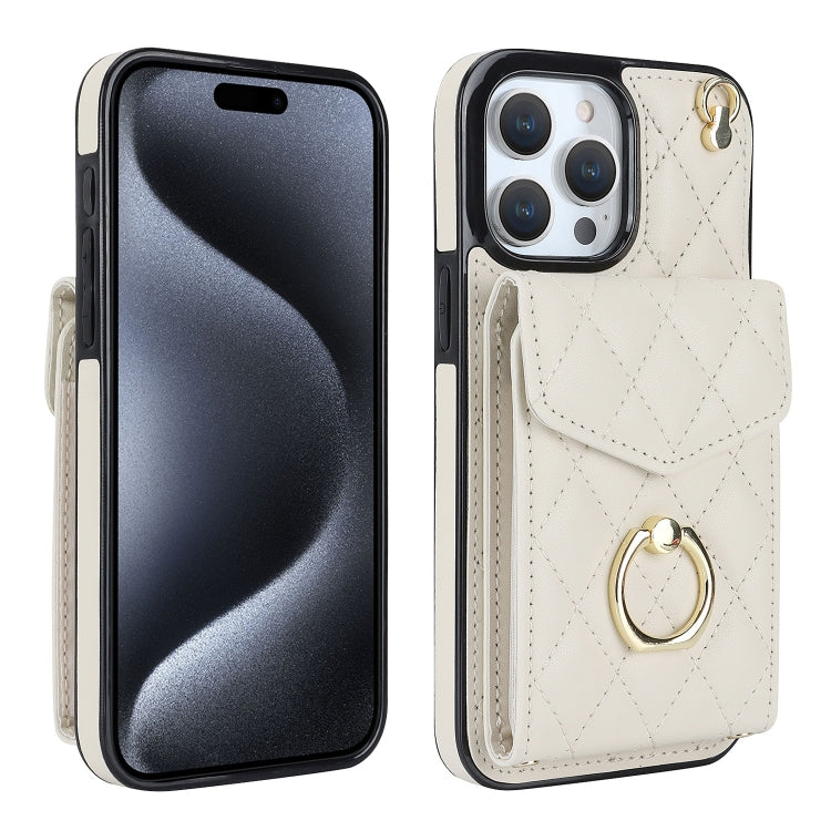 Rhombic Texture Card Bag Phone Case with Long Lanyard, For iPhone 17e / 16e, For iPhone 17 Pro Max, For iPhone 17 Pro, For iPhone 17, For iPhone Air, For iPhone 15 Pro Max