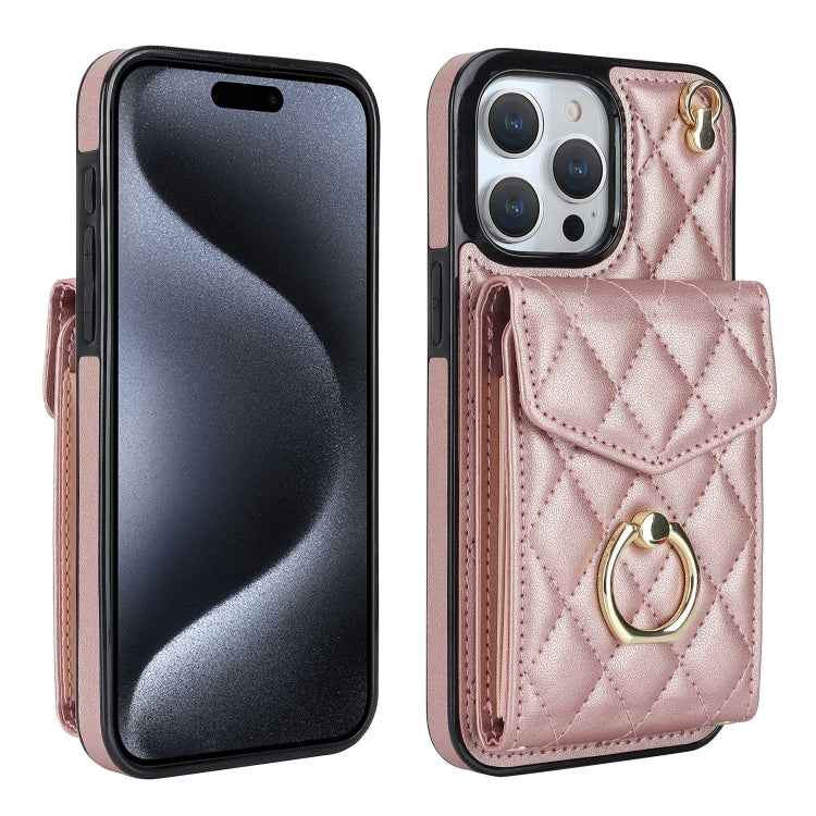 Rhombic Texture Card Bag Phone Case with Long Lanyard, For iPhone 15 Pro, For iPhone 15 Plus, For iPhone 15, For iPhone 14 Plus, For iPhone 14, For iPhone 14 Pro