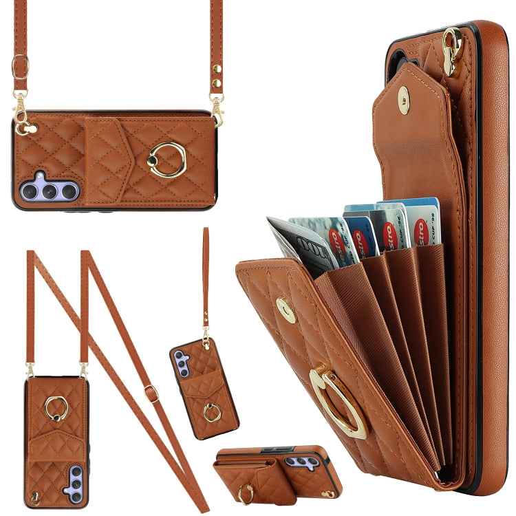 Rhombic Texture Card Bag Phone Case with Long Lanyard, For Samsung Galaxy S24 5G, For Samsung Galaxy A54 5G, For Samsung Galaxy S23 Ultra 5G, For Samsung Galaxy S23+ 5G, For Samsung Galaxy S23 5G, For Samsung Galaxy Note20 Ultra