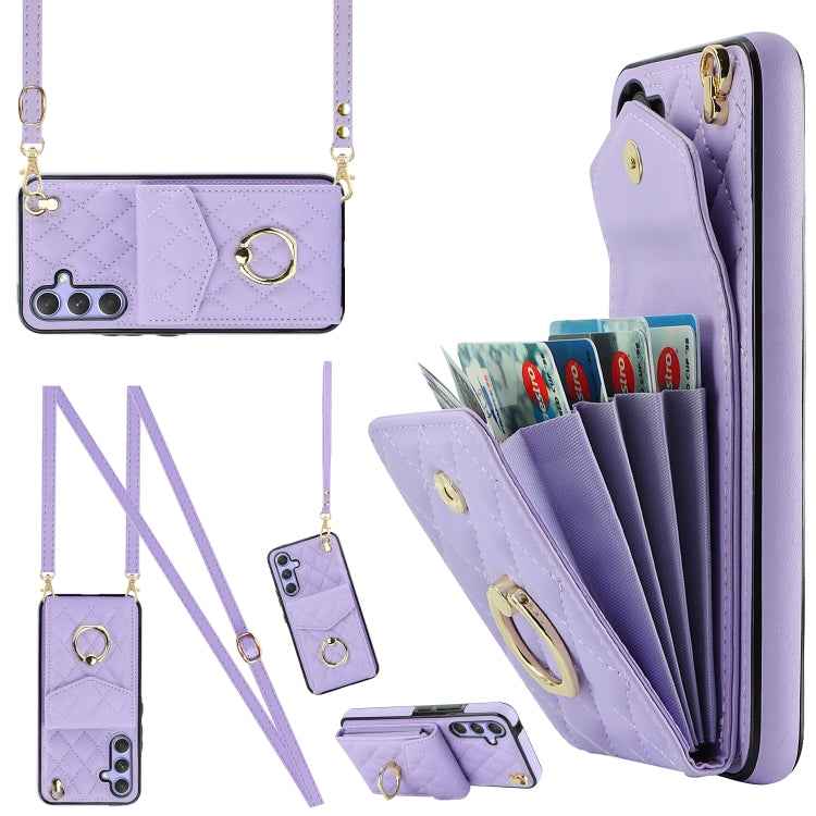 Rhombic Texture Card Bag Phone Case with Long Lanyard, For Samsung Galaxy S24 5G, For Samsung Galaxy A54 5G, For Samsung Galaxy S23 Ultra 5G, For Samsung Galaxy S23+ 5G, For Samsung Galaxy S23 5G, For Samsung Galaxy Note20 Ultra