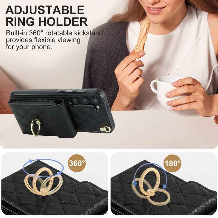 Rhombic Texture Card Bag Phone Case with Long Lanyard, For Samsung Galaxy S24 5G, For Samsung Galaxy A54 5G, For Samsung Galaxy S23 Ultra 5G, For Samsung Galaxy S23+ 5G, For Samsung Galaxy S23 5G, For Samsung Galaxy Note20 Ultra