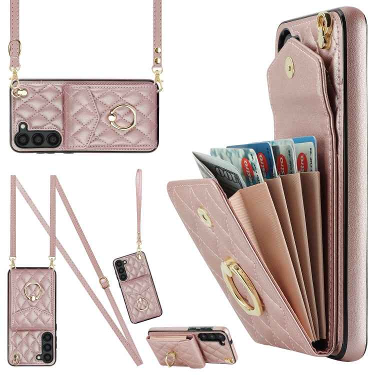 Rhombic Texture Card Bag Phone Case with Long Lanyard, For Samsung Galaxy S24 5G, For Samsung Galaxy A54 5G, For Samsung Galaxy S23 Ultra 5G, For Samsung Galaxy S23+ 5G, For Samsung Galaxy S23 5G, For Samsung Galaxy Note20 Ultra