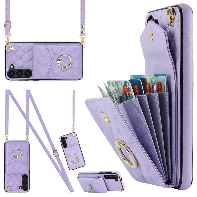 Rhombic Texture Card Bag Phone Case with Long Lanyard, For Samsung Galaxy S24 5G, For Samsung Galaxy A54 5G, For Samsung Galaxy S23 Ultra 5G, For Samsung Galaxy S23+ 5G, For Samsung Galaxy S23 5G, For Samsung Galaxy Note20 Ultra